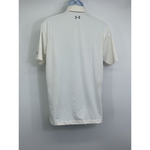 Under Armour Mens HeatGear Polo Shirt White/Gray Stripe M - Picture 3 of 7